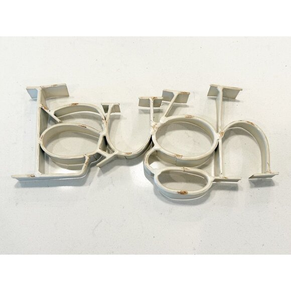 Set of 3 Metal Home Decorations "Live" "Love" "Laugh" in Cream - Picture 4 of 4